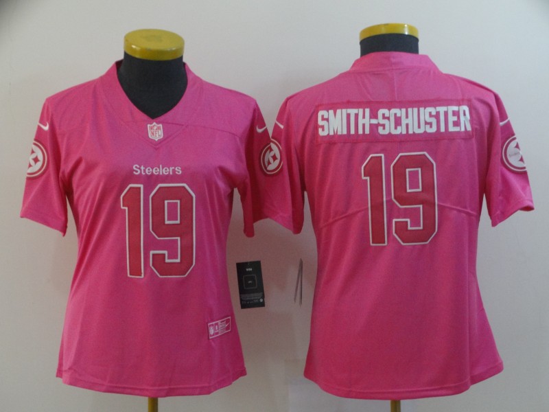 Women Pittsburgh Steelers #19 Smith-Schuster pink Nike Limited NFL Jerseys->women nfl jersey->Women Jersey
